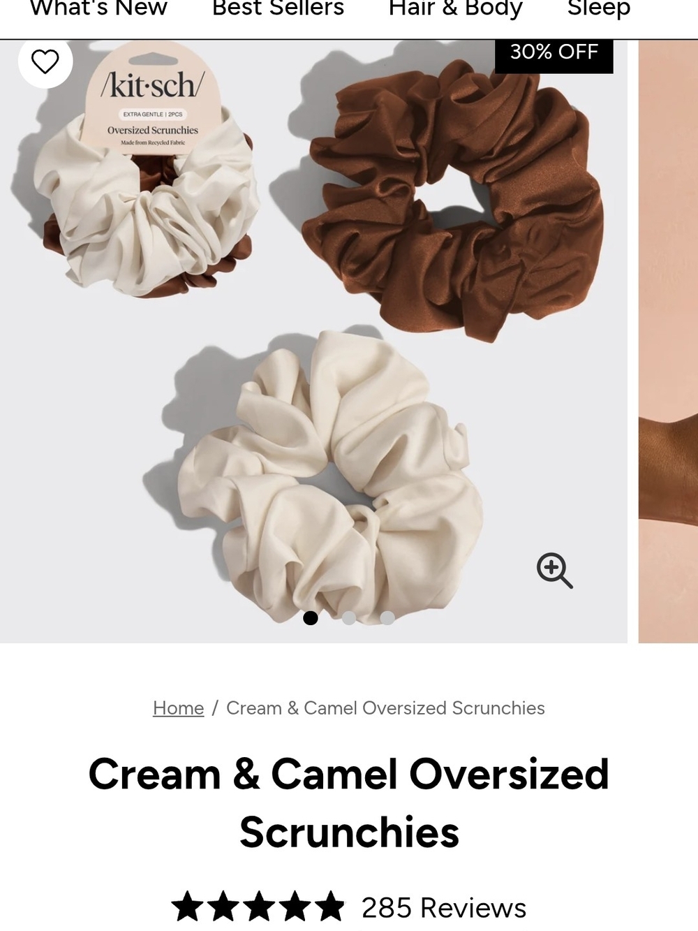Kitsch Oversized Scrunchie Duo in Cream and Camel